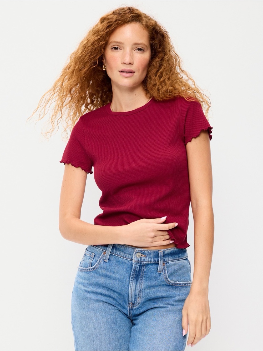 NWT Old Navy Fitted Waffle-Knit Cropped T-Shirt